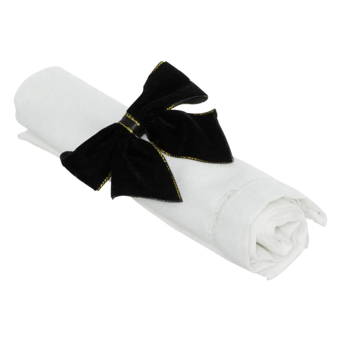Lot de 2 ronds de serviette nœuds en velours noir