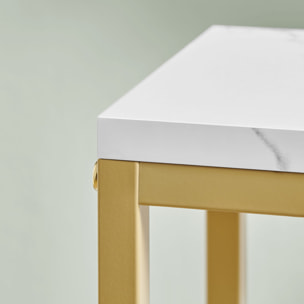 Portapiante a scala con 4 ripiani effetto marmo e struttura oro