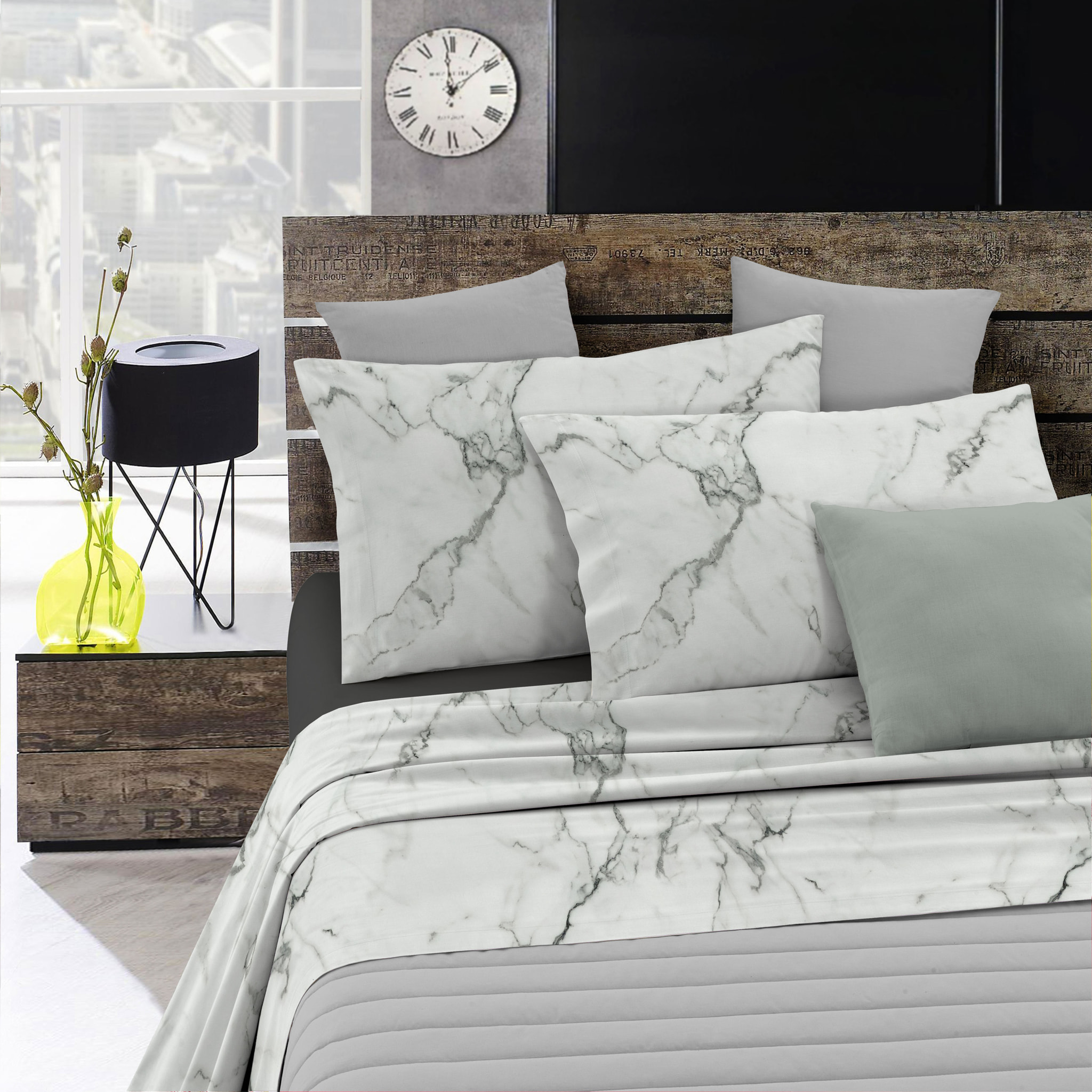 COMPLETO LETTO FASHION MADE IN ITALY MICROFIBRA-MARBLE SINGOLO