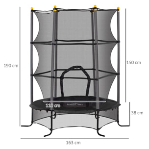 Cama Elástica Infantil Ø163x190 cm Trampolín para Niños de +3 Años con Red de Seguridad y Marco de Acero Carga 50 kg para Interior y Exterior