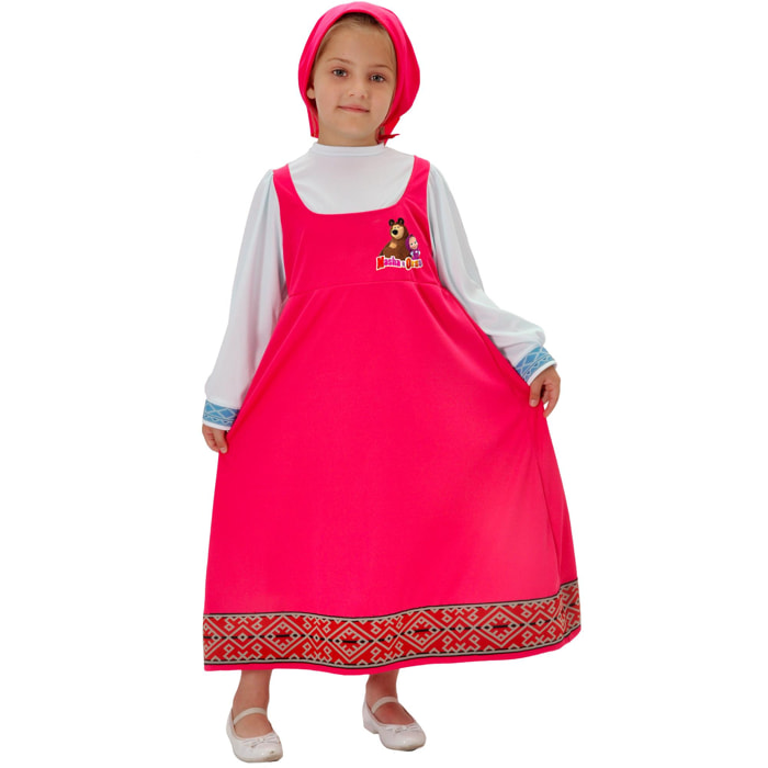 Costume Con Foulard Masha Originale Rosa Bianco Bambina