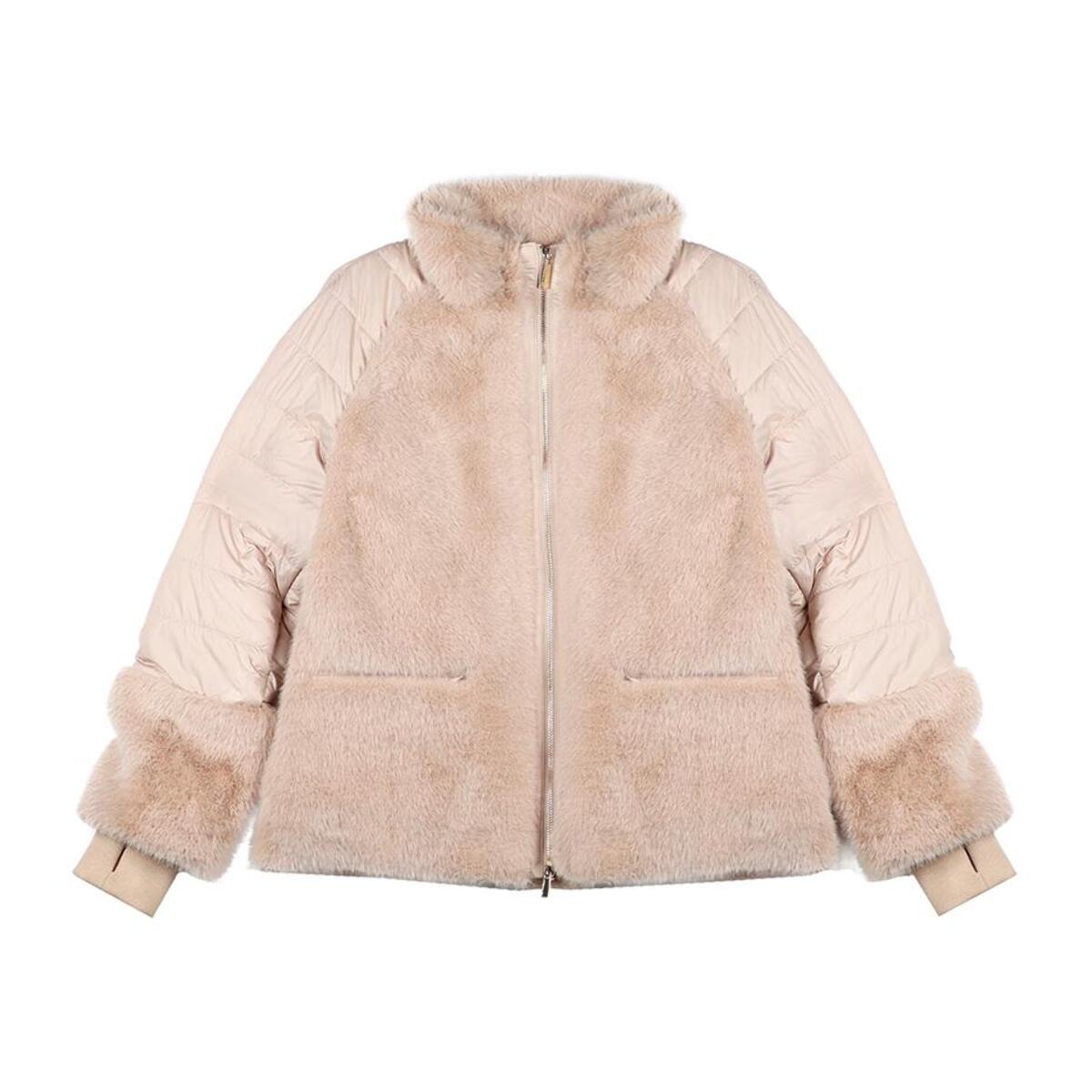 Cappotto combinato di piume di pelliccia