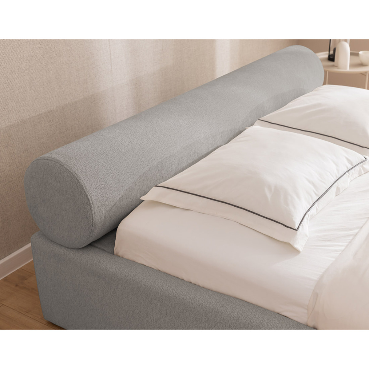 Billy - lit coffre - 160x200 cm - en tissu texturé - sommier inclus - Gris