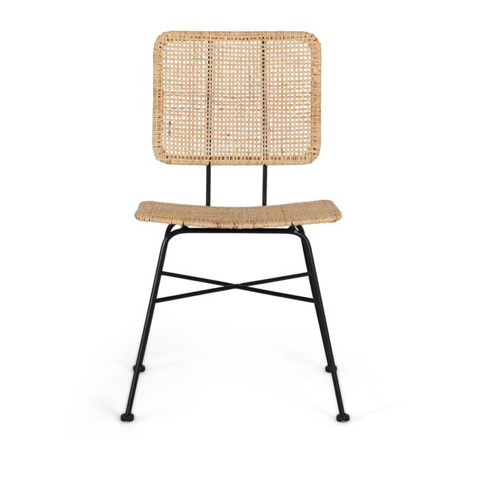 Silla de Rattan Natural 45 Cm Estilo Mediterráneo