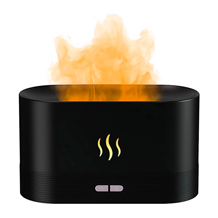 Difusor de aroma con efecto llama, 9 colores, 2 ajustes de brillo y 180 ml de capacidad. Permite aceites esenciales no corrosivos.