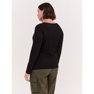 Fiorella Rubino - T-shirt con inserto in tulle - Nero