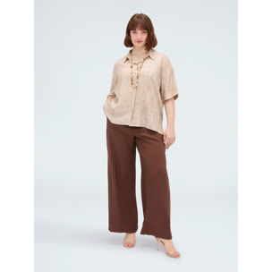 Fiorella Rubino - Pantaloni Wide Leg in misto viscosa - Marrone