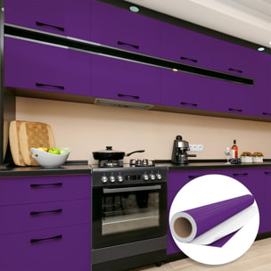 Rouleau adhésif décoratif Vinyle au Mètre - Violet - Sticker Lavable Imperméable Mur Cuisine Meubles