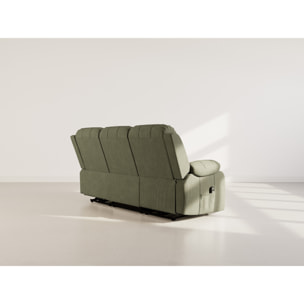 Armand - Canapé 3 places relax électrique en velours côtelé - Vert