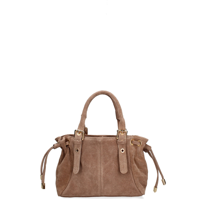 Borsa a mano da donna Made in Italy - Modello Elara Nova - Pelle scamosciata - 14.0 x 8.0 x 25.0 cm