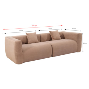 Canapé compressé 4 places en tissu effet laine texturée taupe JUMBO