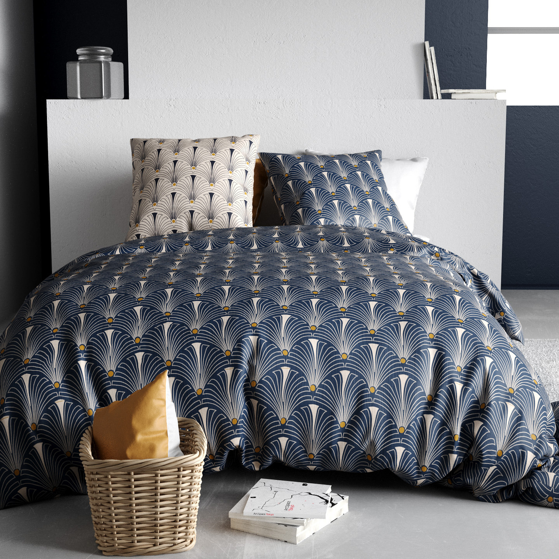 Parure Housse De Couette 3pcs 100% Coton 57fils Paon