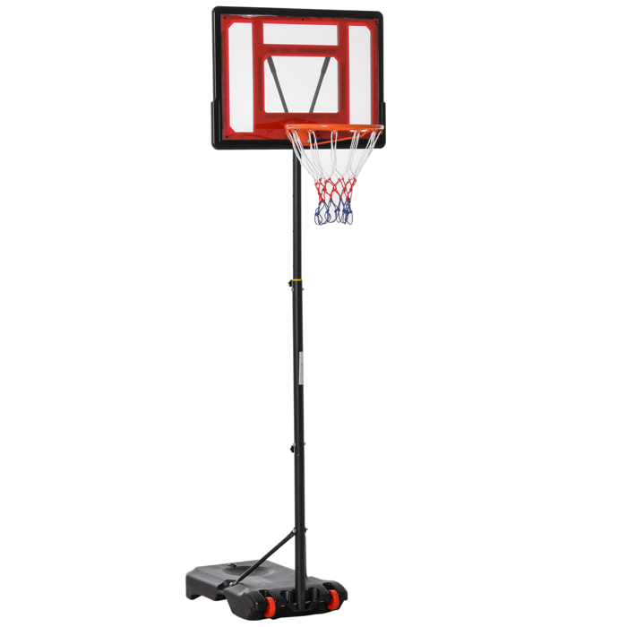 Canasta de Baloncesto Ajustable de 160-210 cm con Soporte Acero Base Rellenable