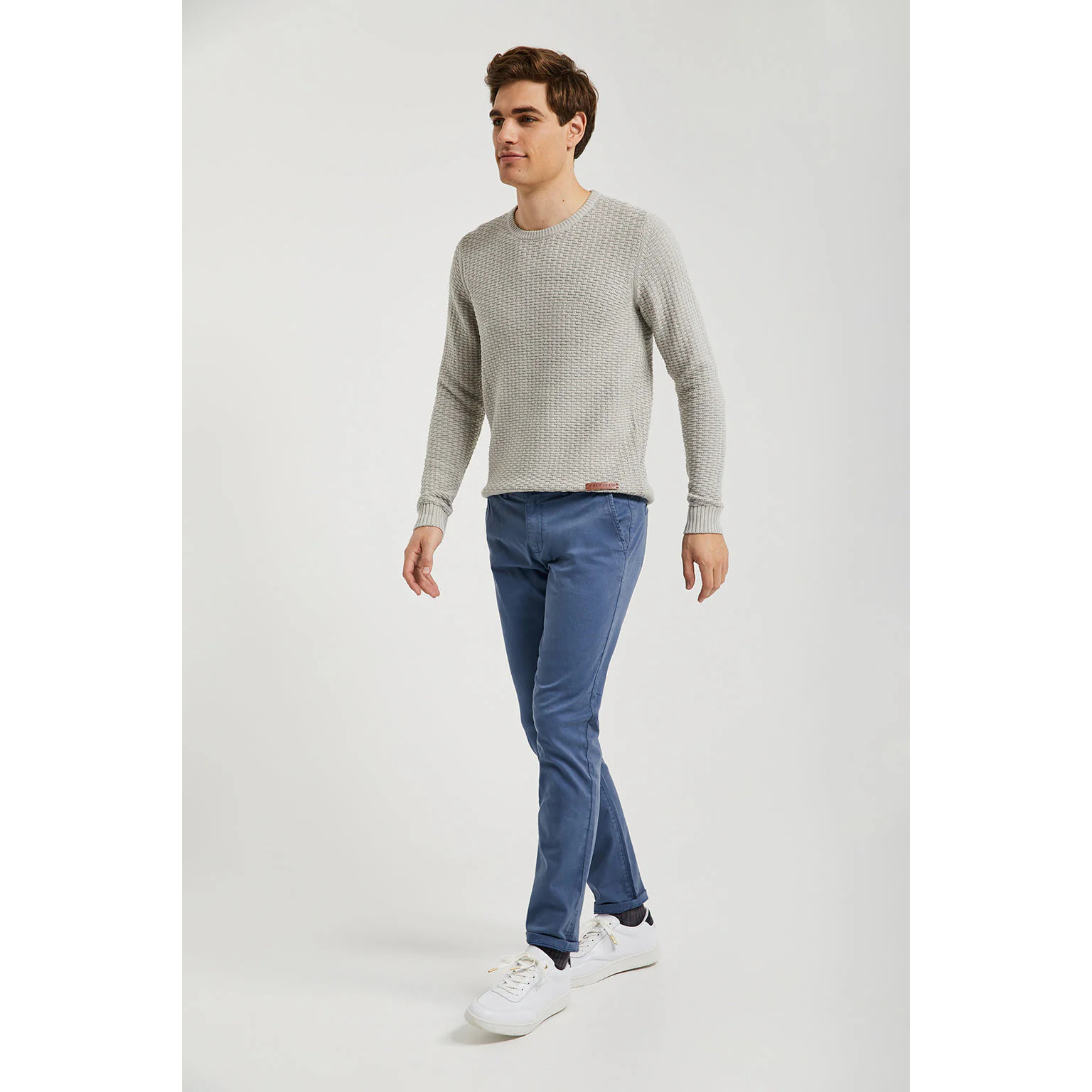 Pantaloni casual blu denim in cotone elasticizzato con particolari Polo Club