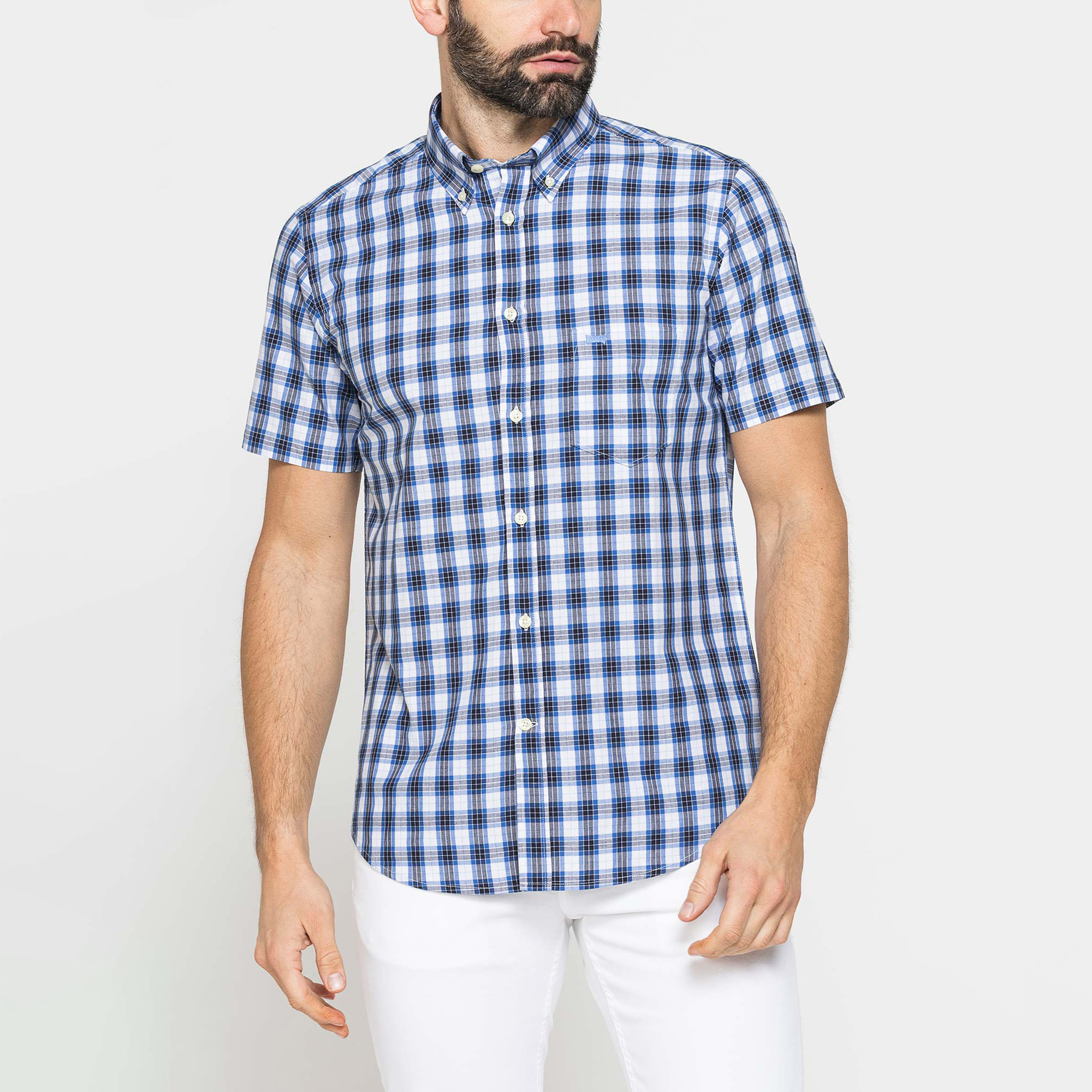 CAMICIA A MANICA CORTA IN COTONE CON FANTASIA