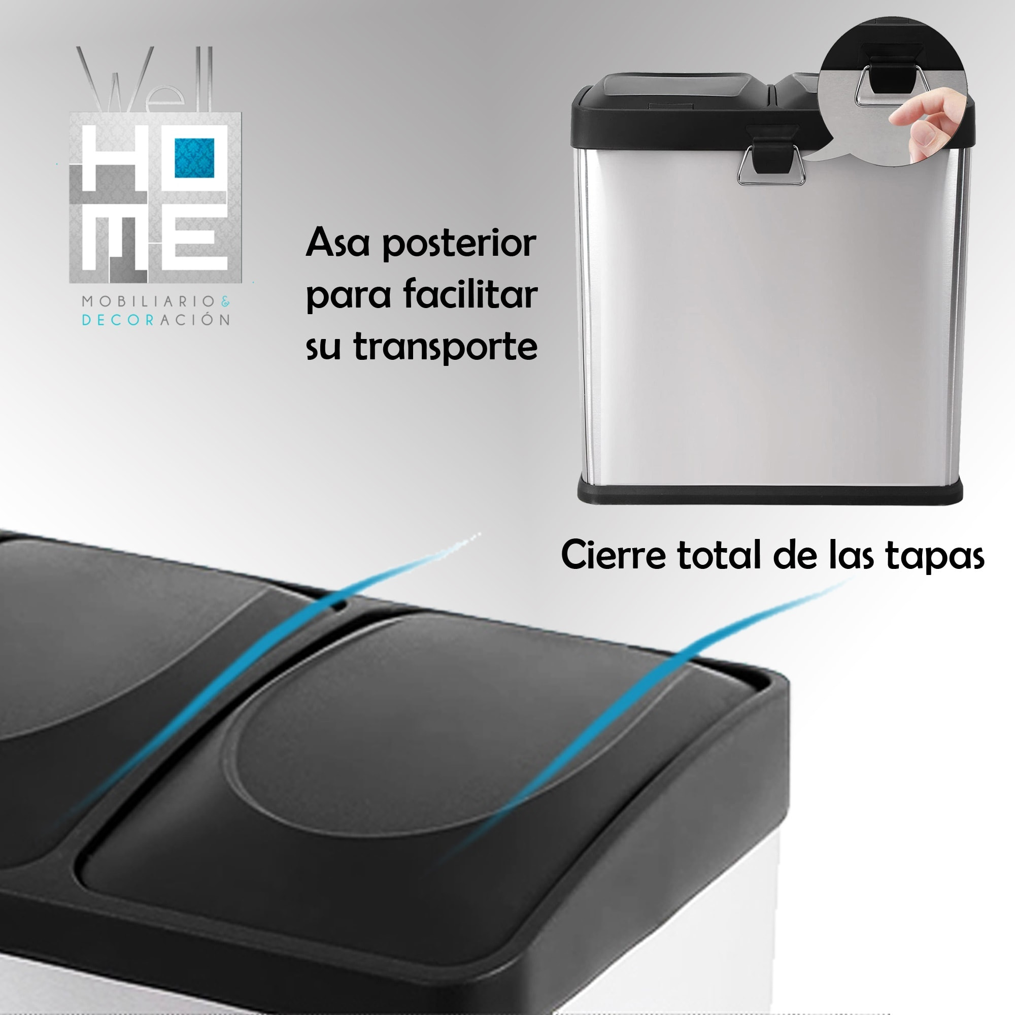 Cubo de reciclaje ecológico 30 litros de 2 compartimentos, reciclaje de basura / cubos de reciclaje, gran capacidad, para papel, vidrio y plástico, id