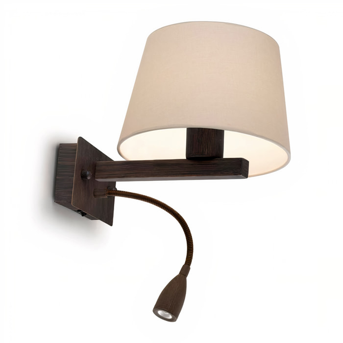 LEDS C4 APLIQUE TORINO E27 60 MARRÓN.. PANTALLA NO INCLUIDA.