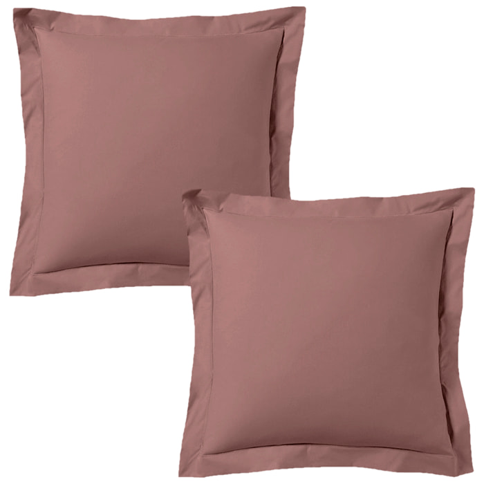 Lot de 2 taies d'oreiller satin de coton rose