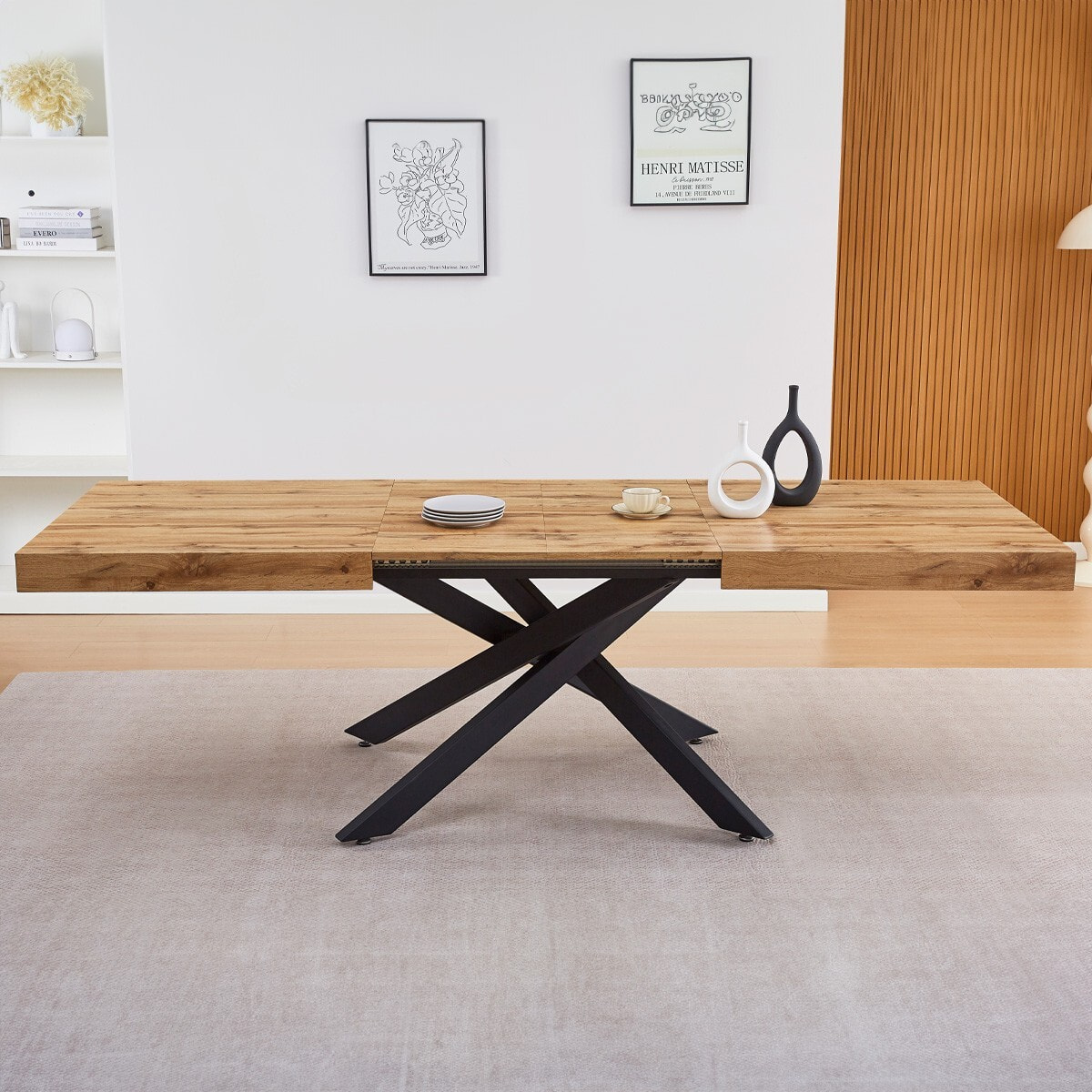 Table à manger extensible décor bois 4/8 personnes - ELENA