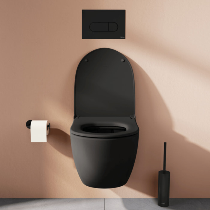 Pack WC suspendu VITRA Sento noir + bâti autoportant V-Fix Core + Plaque Round Noir mat