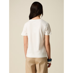 Oltre - T-shirt con ricamo lettering - Bianco