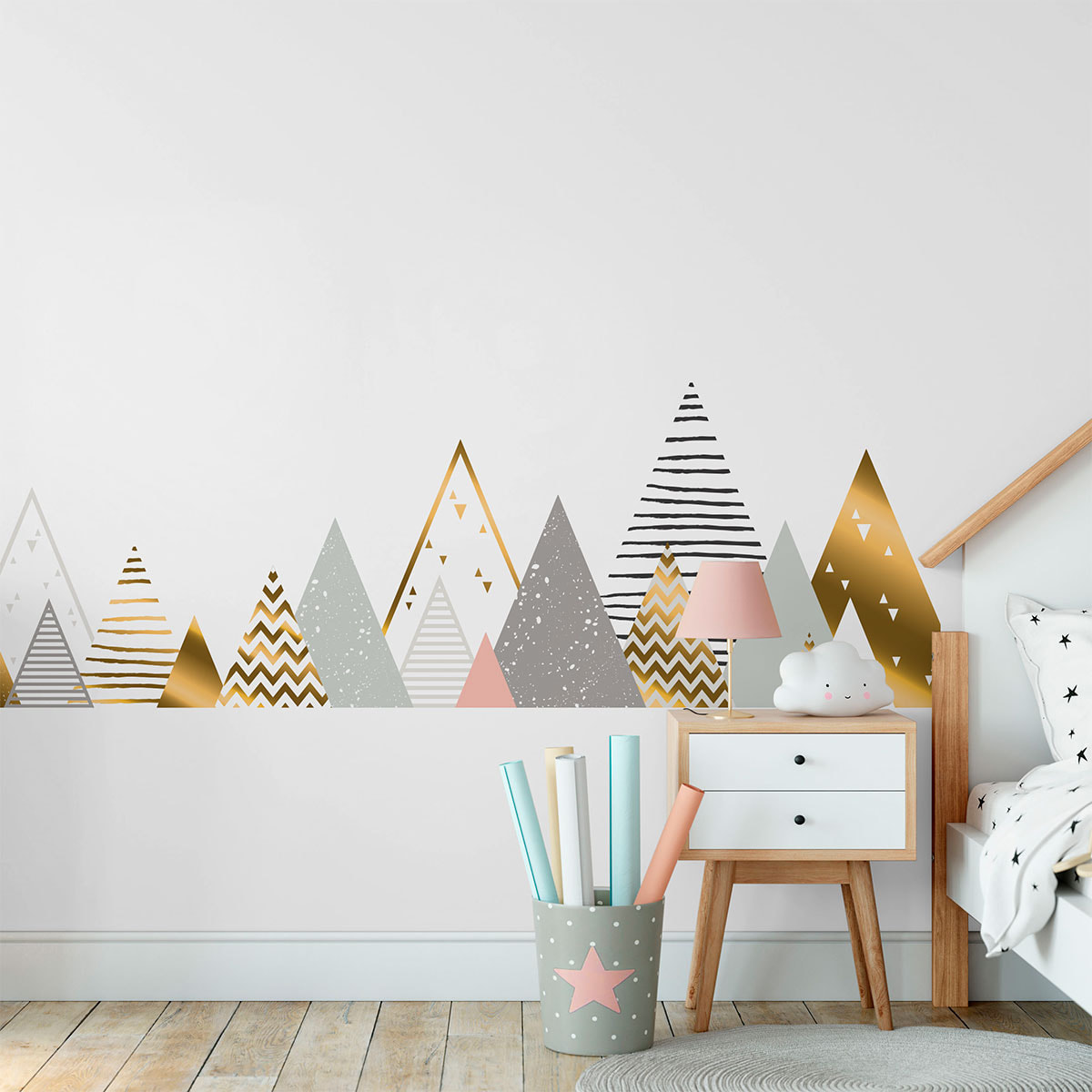 Stickers muraux enfants - Décoration chambre bébé - Autocollant Sticker mural géant enfant montagnes scandinaves KALINKA