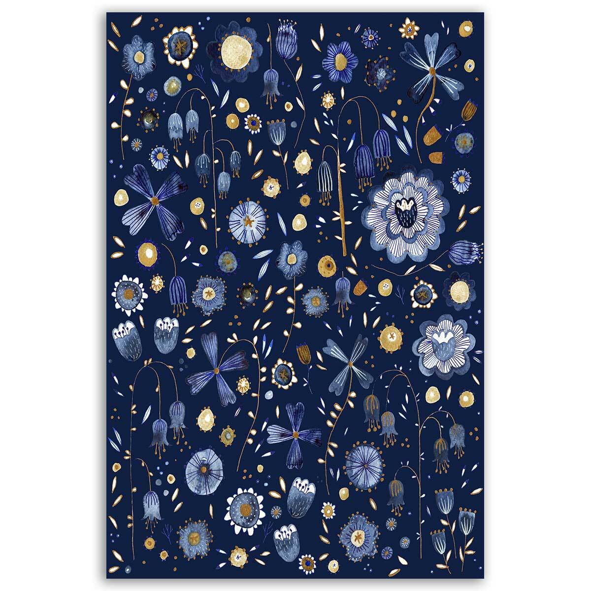 Tableau de fleurs Tableau fleurs de minuit bleu profond Tableau alu Dibond