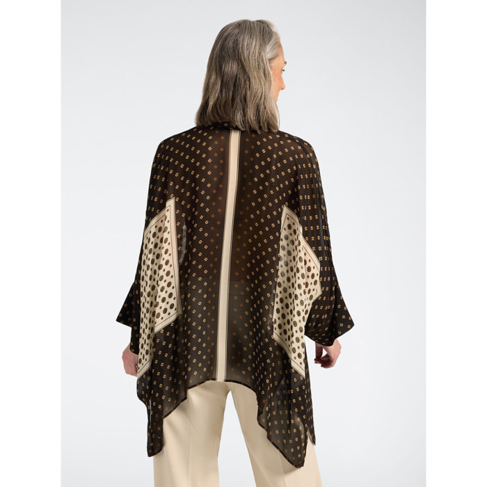 Elena Mirò - Camicia ampia in georgette stampata - Nero