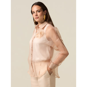 Oltre - Camisa de organza con broche - Rosa