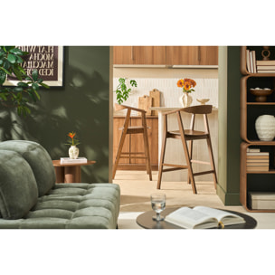 Tabourets de bar scandinaves blancs et bois clair H66.5 cm (lot de 2) BAHIA