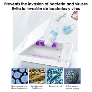 DAM Scatola sterilizzante con luce ultravioletta e funzione aromaterapia. 12x23x4 cm. Colore bianco