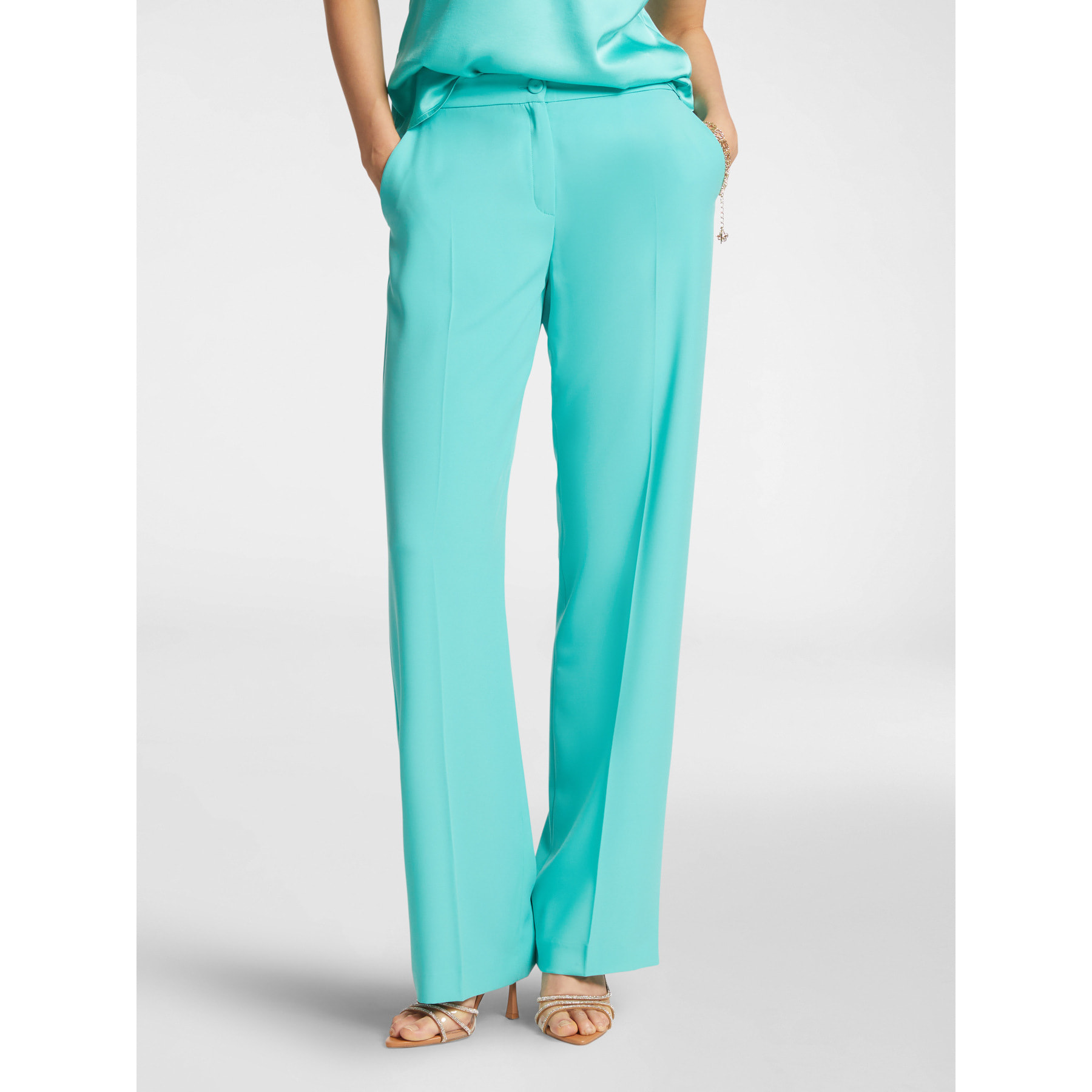 Elena Mirò - Pantalón de cady elástico - Green Water