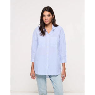 Camisa Manga Larga Rayas Azul - Brosabeat