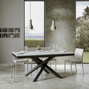 Mesa extensible 90x160/264 cm Volantis Evolution Fresno Blanco estructura Antracita