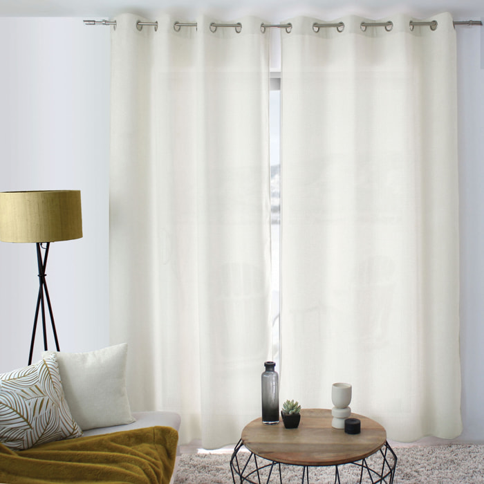 Rideau velours  - Effet chiné tamisant - Ecru