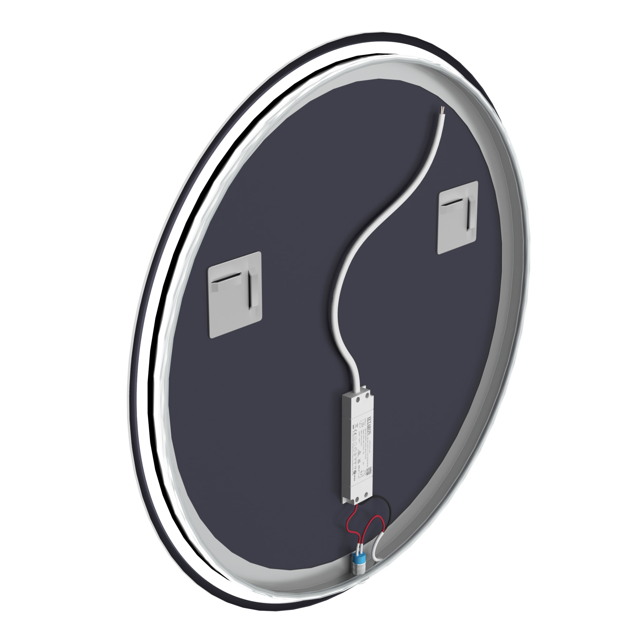 Miroir salle de bain ROND avec éclairage LED et contour noir - Diam 50cm