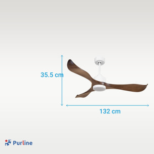 Ventilateur de plafond Réversible  Thermostat Dimmable Wifi Moteur à courant continu Toits en pente Télécommande Lumière à trois tons Adaptateur 2/3 Lames
