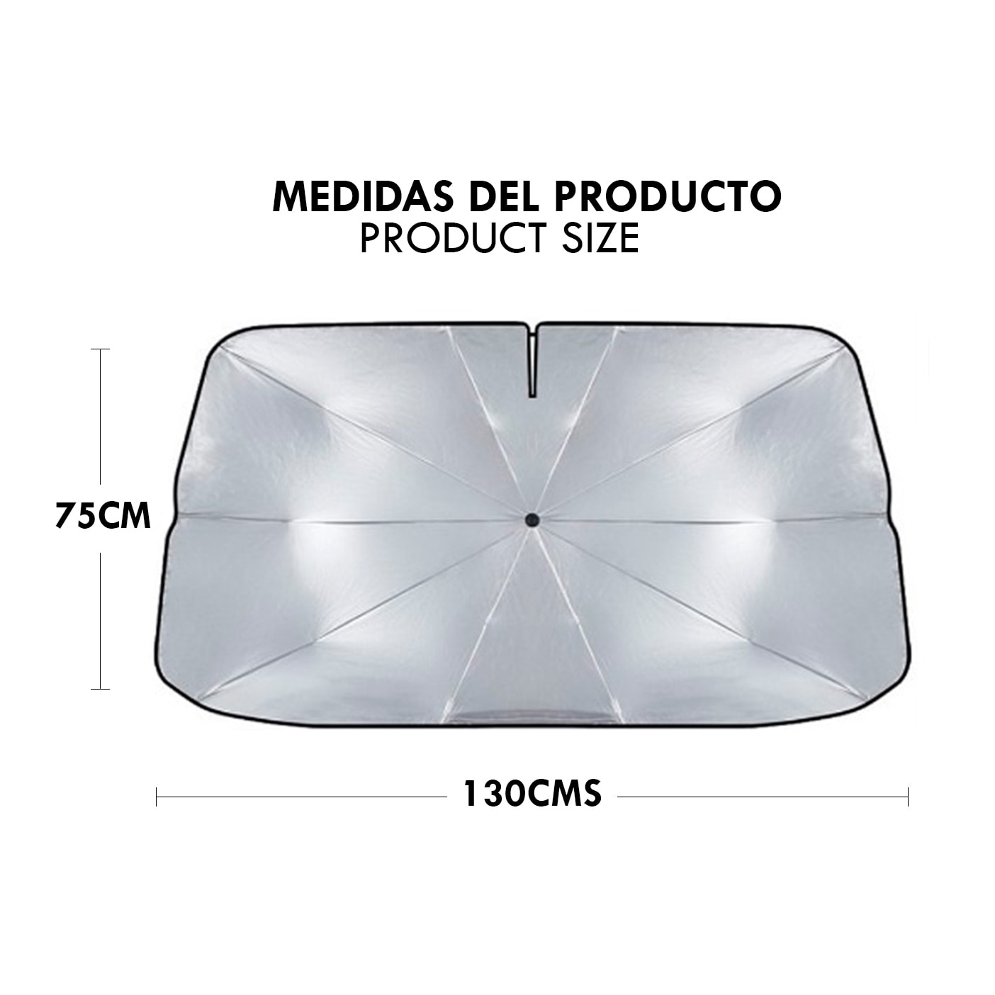 Parasol plegable para coche con diseño tipo paraguas que bloquea el calor y la luz solar. Incluye funda.
