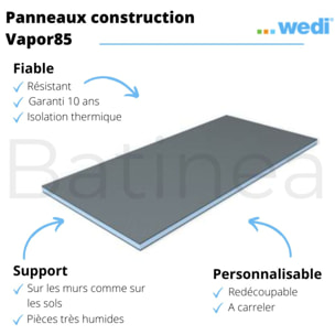 Panneaux de construction WEDI Vapor 85, pare vapeur 250 x 60 x 2 cm