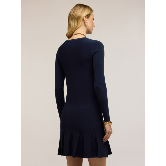 Motivi - Vestito svasato in maglia con tasche - Blu