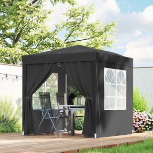 Tonnelle de jardin tente pliante barnum pop-up 2 x 2 m 4 parois latérales amovibles 2 fenêtres sac de transport noir