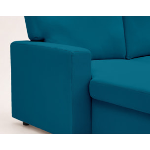 Meiya - canapé d'angle réversible 4 places convertible avec coffre en tissu - Bleu