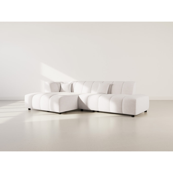 Curtis - canapé d'angle gauche 4 places sans accoudoir en tissu texturé - Beige