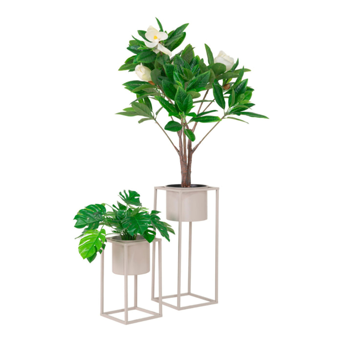 Set 2 vasi da fiori Marla in acciaio beige grigio