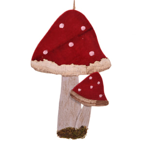 Fungo Da Appendere. Altezza 34 Cm - Pezzi 3 - 22X34X2cm - Colore: Rosso - Bianchi Dino - Fiori E Soggetti Da Appendere