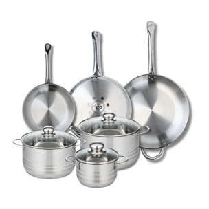 Ensemble de 3 Poêles de cuisson 24, 28 et 32 cm et 3 faitouts 16, 20 et 24 cm Elo Profi Brillant