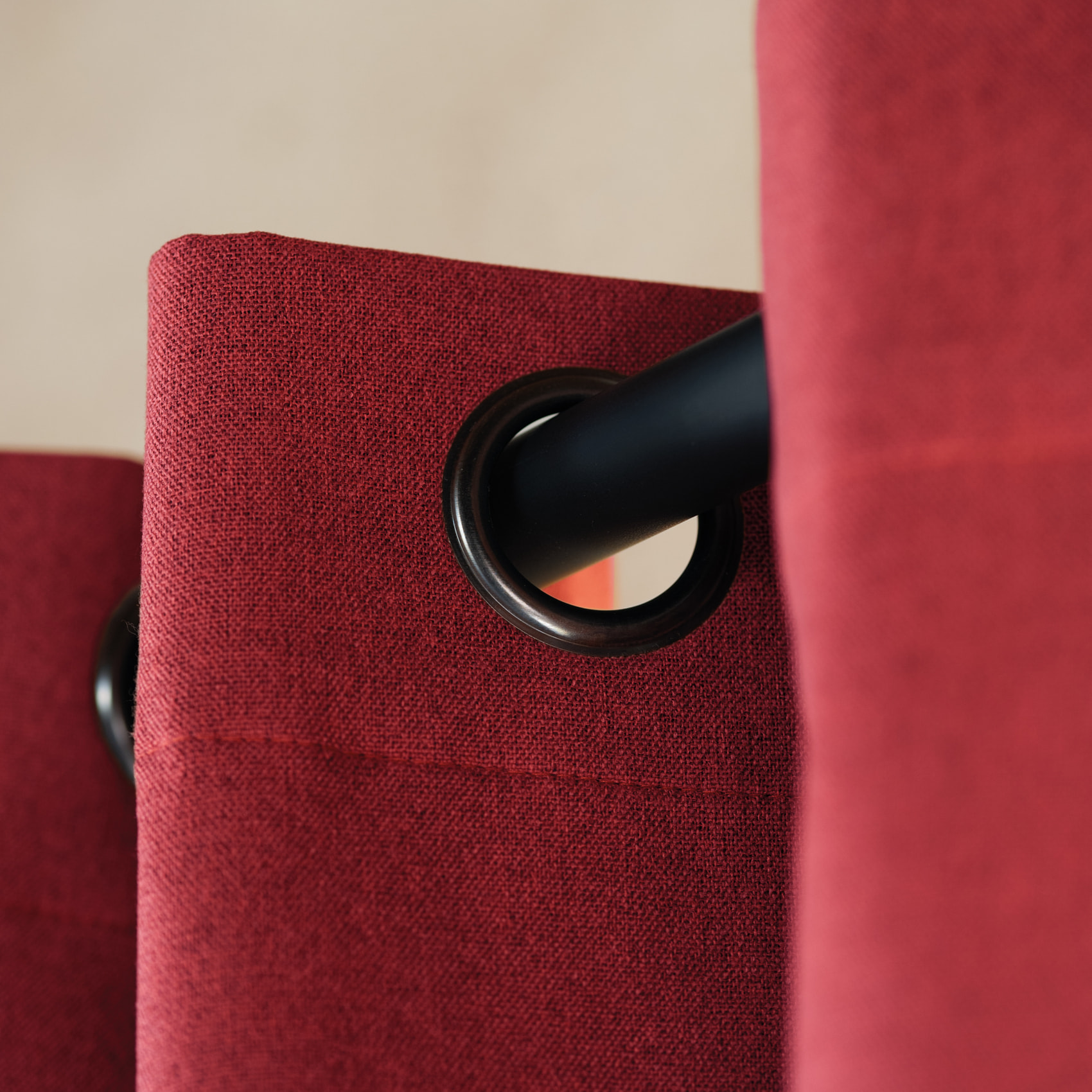 Rideau 100% occultant thermique phonique chiné - Rouge