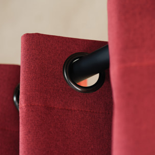 Rideau 100% occultant thermique phonique chiné - Rouge