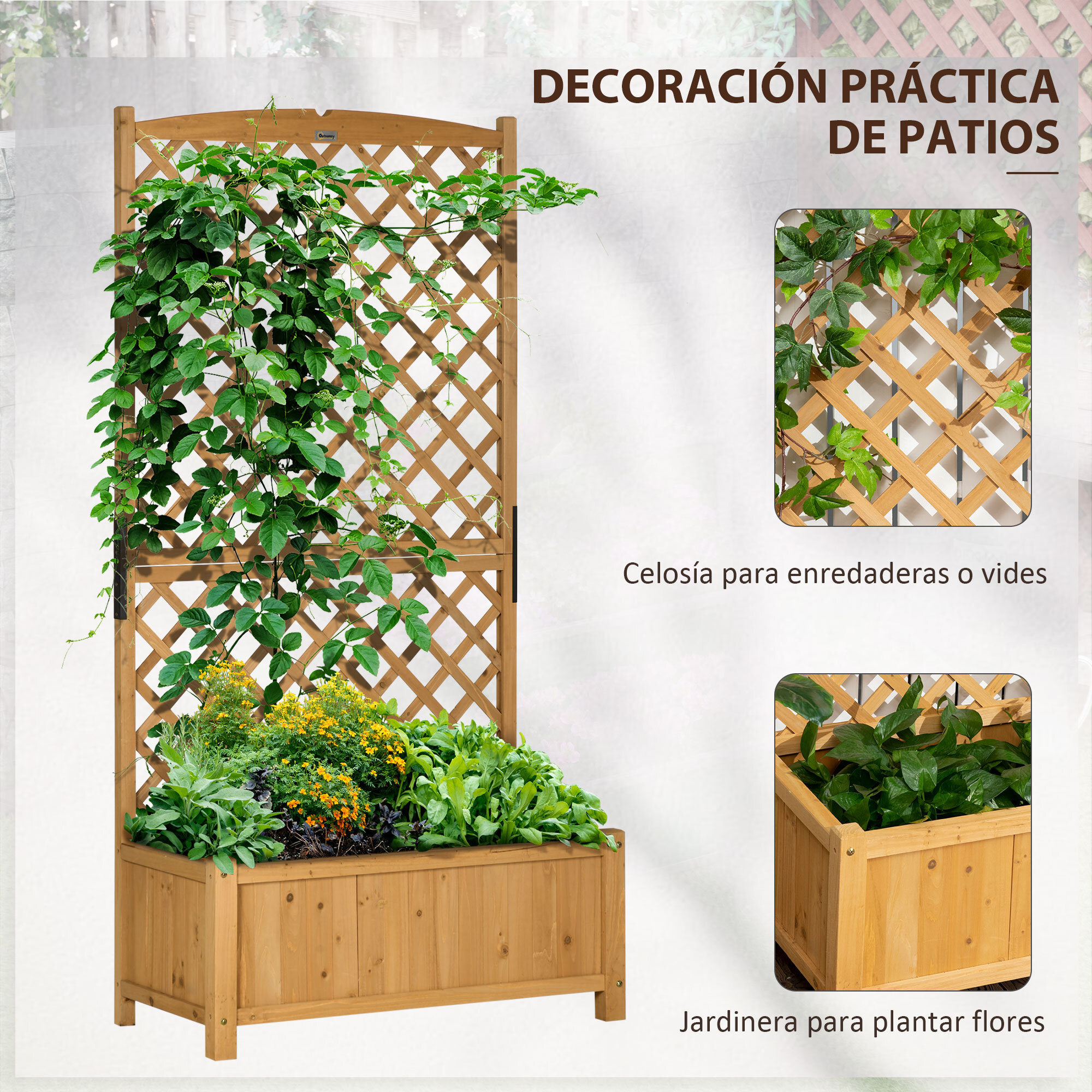 Arriate de Jardín con Enrejado para Trepadora Cultivos Plantas 90x45x180 cm