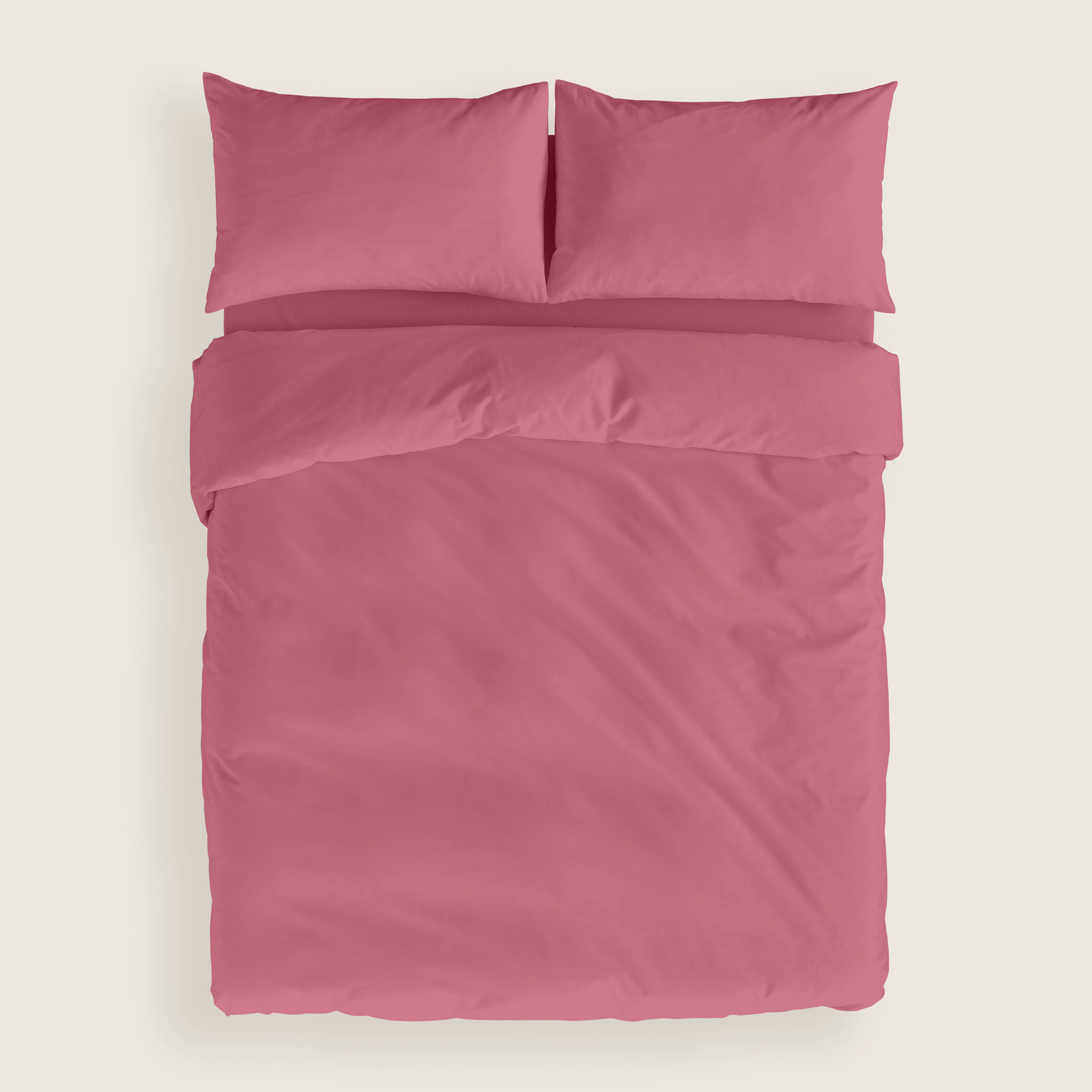 Naturals - Funda Nórdica Lisa - Cierre con botones - 100% Algodón - Incluye 1/2 Fundas de Almohada - Fucsia